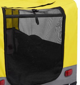 Reboque bicicletas/carrinho para animais 2-em-1 amarelo/cinza