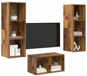 Conjunto de Estantes para TV Madeira antiga 37 x 37 x 107 cm