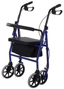 Andador adulto dobrável com freios e assento 77x55.5x84-93 cm