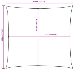 Para-sol estilo vela tecido oxford quadrado 4,5x4,5 m castanho