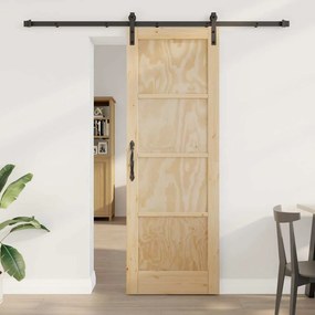 vidaXL Porta Deslizante com Conjunto de Ferragens 73.5x211 cm Madeira Sólida de Pinus