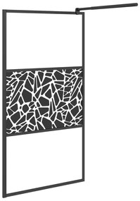 Divisória de chuveiro 100x195cm vidro ESG design pedras preto