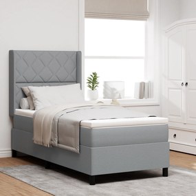 Cama Box com Colchão vidaXL Cinza Claro 90x200 cm Tecido