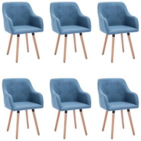 vidaXL Cadeiras de jantar 6 pcs tecido azul