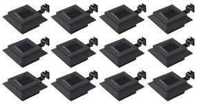 Candeeiro de exterior solar LED 12 pcs preto quadrado 12 cm