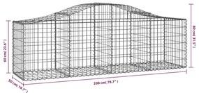 Cestos gabião arqueados 20pcs 200x50x60/80 cm ferro galvanizado