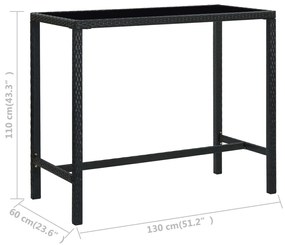 5 pcs conjunto de bar para jardim vime PE preto