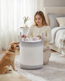 Cesto para roupa suja 60 L com tampa e pega 41 x 41 x 46 cm cinzento