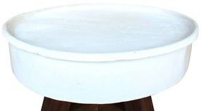Mesa de centro 60x45 cm madeira recuperada maciça branco