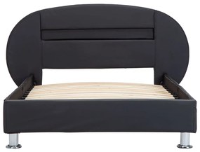 Estrutura de cama c/ LEDs 90x200 cm couro artificial preto