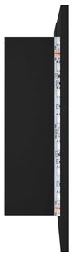 Armário espelhado casa de banho LED 80x12x45 cm acrílico preto