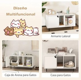 Caixa de areia para 2 gatos 100 cm com tábua de raspar amovível 100 x 52 x 55 cm Branca