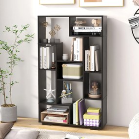 Estante geométrica aberta com kits antiderrapantes para sala de estar 70 x 20 x 120 cm preto