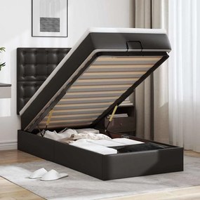 Estrutura de cama otomana com colchão 100x200 cm preta