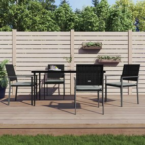 5 pcs conjunto de jantar p/ jardim c/ almofadões vime PE e aço
