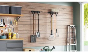 Suportes de parede p/ ferramentas de jardim 2 pcs aço preto