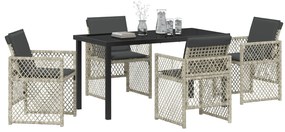 Conjunto de Jantar para Jardim vidaXL 5 Peças com Almofadas Cinza-Clar