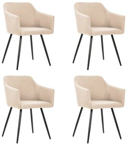 vidaXL Cadeiras de jantar 4 pcs tecido cor creme
