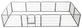 vidaXL Parque para cães 12 painéis aço 80x60 cm preto