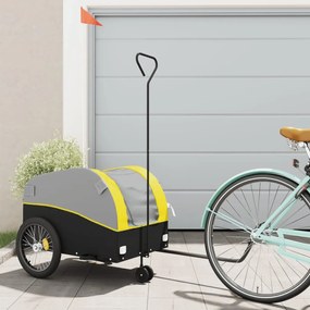 vidaXL Reboque para bicicleta 45 kg ferro preto e amarelo