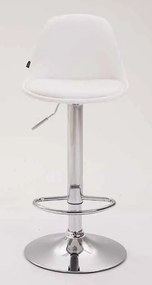 Conjunto de 2 bancos de bar Kiel em couro sintético e com estrutura cromada 39 x 82-104 x 39 cm Branco