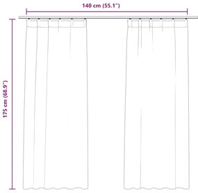 Cortinas blackout com ganchos 2 pcs 140x175 cm veludo bege