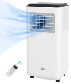 HOMCOM Ar Condicionado Portátil 10000 BTU 2900W Arrefecedor Ventilador Desumidificador 5 em 1 para Quarto 22m² 33x28x70,4 cm Branco | Aosom Portugal