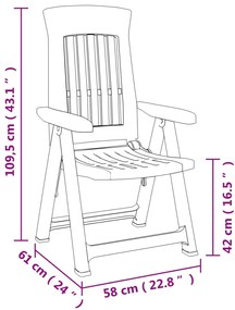 Cadeiras de jardim reclináveis 2 pcs PP antracite