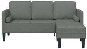 Sofá L de 3 Lugares vidaXL Cinza Escuro 160 cm Tecido