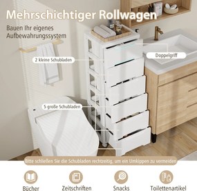 Armário vertical, móvel de arrumação com 7 gavetas 40 x 32 x 114 cm, branco