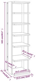 Sapateiras 2pcs 27,5x27x102cm derivados madeira cinzento sonoma