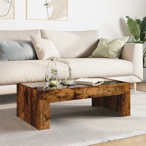 Mesa de centro luzes LED Infinity 90x50x30 cm carvalho fumado
