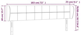 Cabeceira de cama c/ abas veludo 183x23x78/88 cm cinzento-claro