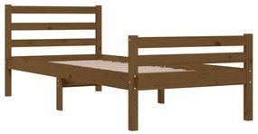 Estrutura cama pequena solteiro 75x190 cm madeira castanho mel