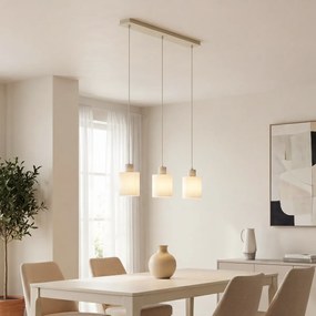Candeeiro suspenso escandinavo bege com vidro branco 3 luzes - Wisp