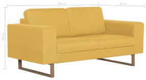 Sofá Valença de 2 Lugares - Em Tecido - Cor Amarelo - 156x82x76 cm - E