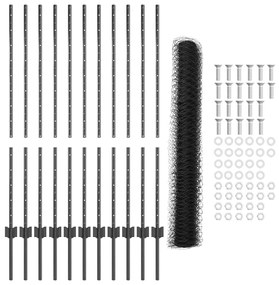 Conjunto de Cerca de Jardim Conjunto de 2 Cinza Metal Grande