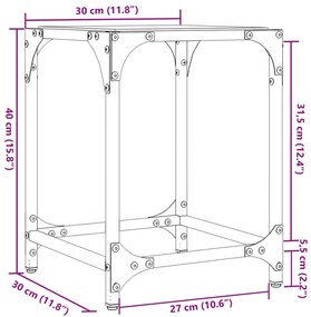 Mesas de centro c/ topo vidro transparente 2 pcs 30x30x40cm aço