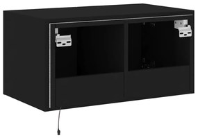 Móvel de parede para TV com luzes LED 60x35x31 cm preto