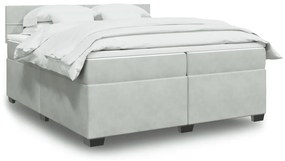 vidaXL Cama com molas/colchão 200x200 cm veludo cinzento-claro