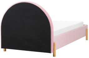 Cama de solteiro em veludo rosa 90 x 200 cm ANET Beliani