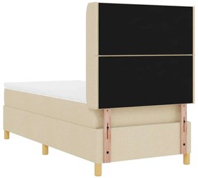 Cama Box Spring vidaXL com Colchão e LED Creme 90x200 cm Tecido