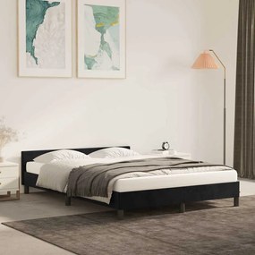 Estrutura de cama sem colchão 140x190 cm veludo preto