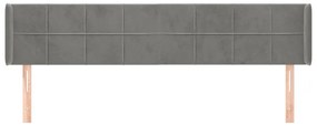 Cabeceira de cama c/ abas veludo 147x16x78/88 cm cinzento-claro