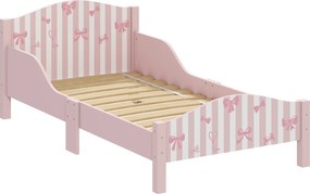 AIYAPLAY Cama Montessori para Crianças 3-6 Anos 146x76.5cm, Laterais Anti-queda, Formato de Laço para Quarto, Rosa | Aosom Portugal