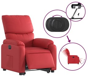 Poltrona reclinável elevatória elétrica couro artif. vermelho