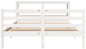 Cama sem colchão 140x200 cm madeira de pinho maciça branco