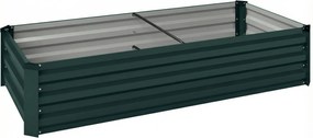 Outsunny Canteiro Retangular Horta de Jardim em Aço Galvanizado Borda de Segurança e Fundo Aberto 150x70x30 cm Verde | Aosom Portugal