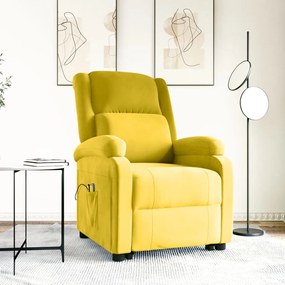 Poltrona de massagens elevatória veludo amarelo