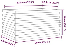 Vaso/floreira de jardim 90x60x46 cm madeira pinho maciça branco